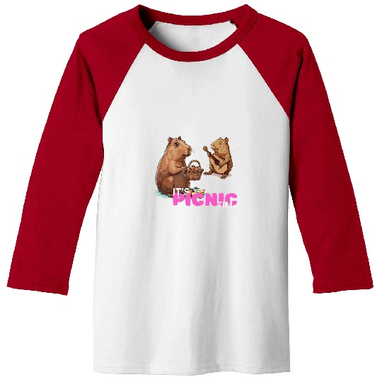 capybaras Pet Funny It s Picnic time Baseball Tees