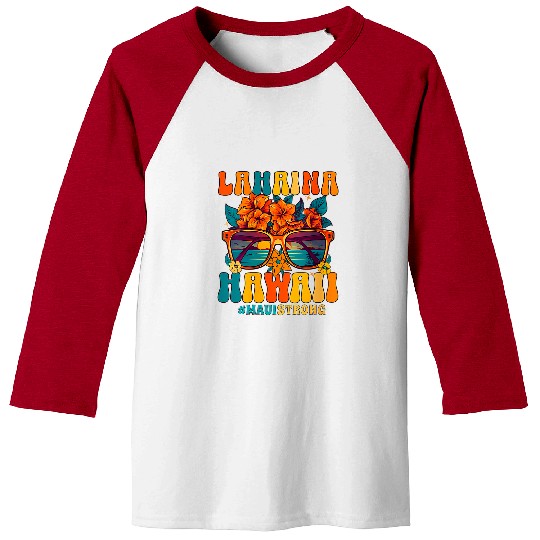 Groovy Retro Lahaina Pray For Maui Hawaii Strong Funny Baseball Tees