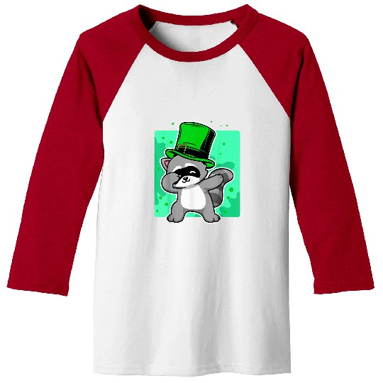 Raccoon Pet Dabbings Raccoon St Patricks Day Lucky Raccoon Baseball Tees