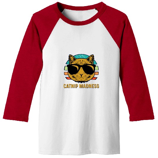 Catnip Madness Cat Lover Funny Kitten Humor Cat Mom 2 Baseball Tees