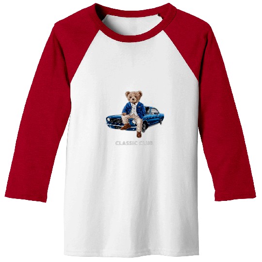 Bear Pet Enjoy Cool Teddy Bear With Classic Car Graphic Designs Fun 1 Baseball Tees