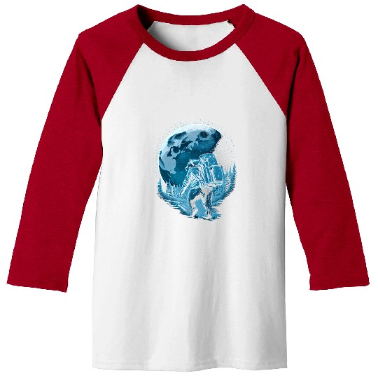 Bear Pet With Backpack Travels On The Moon Graphic Baseball Tees