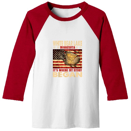 Bear Pet White Bear Lake Minnesota USA Flag 4th Of July Baseball Tees