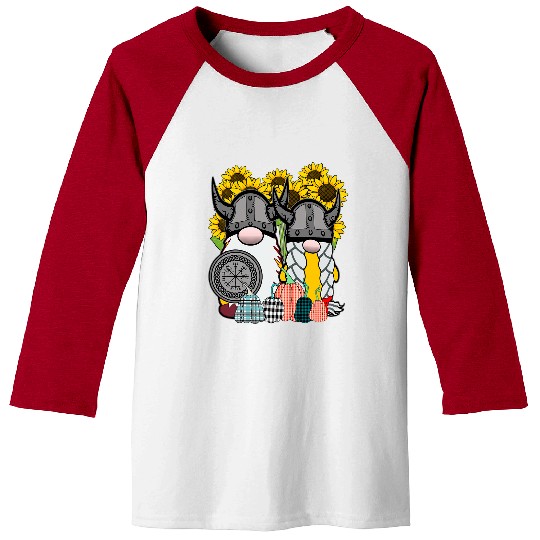 Cute Nordic Gnome Viking Tomte Couple Fall Harvest Autumn Baseball Tees