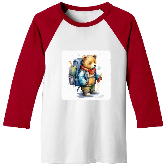 Bear With A Backpack Bear Wearing Hiking Backpack Animal 1 Baseball Tees