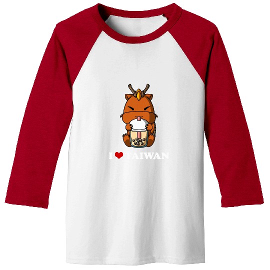Dragon Pet Kawaii Cute Anime Chinese Dragon Bubble Tea I Love Taiwan Baseball Tees