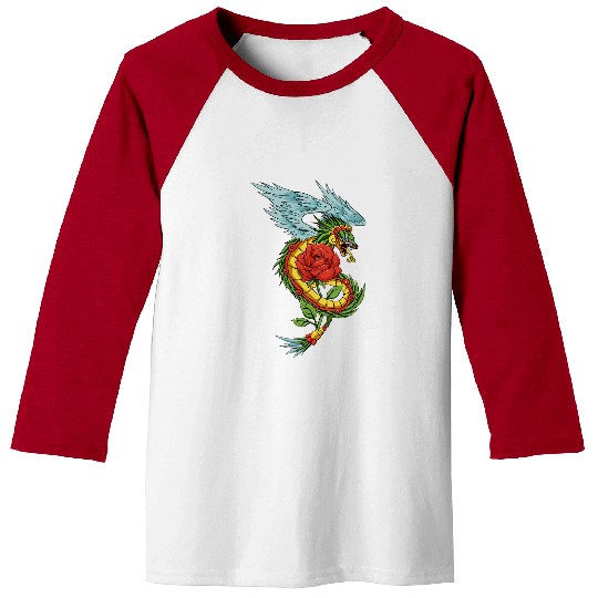 Dragon Pet Quetzalcoatl Dragon Rose Aztec Serpent Mayan Inca Toltec Baseball Tees