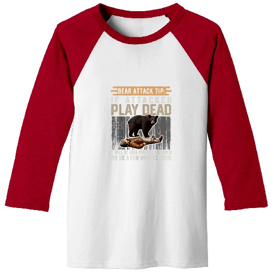 Bear Pet Bear Attack Tip Funny Bear Safety Advice Baseball Tees