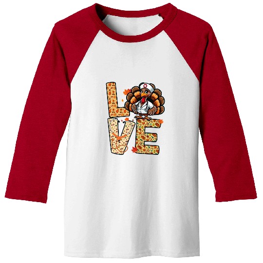 Grateful nurses Thanksgiving Autumn Love Turkey Graphic Baseball Tees