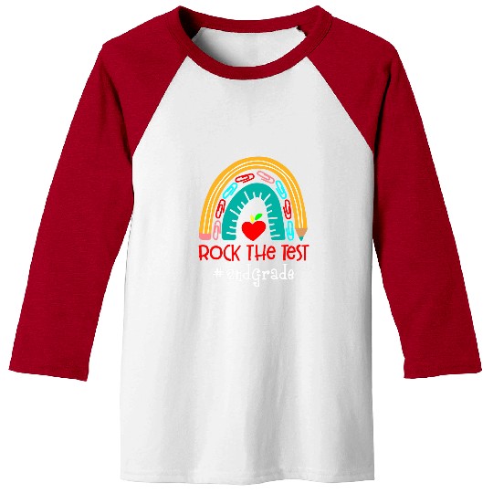 rock 2test 2nd grade teacher day rainbow test day teacher Baseball Tees