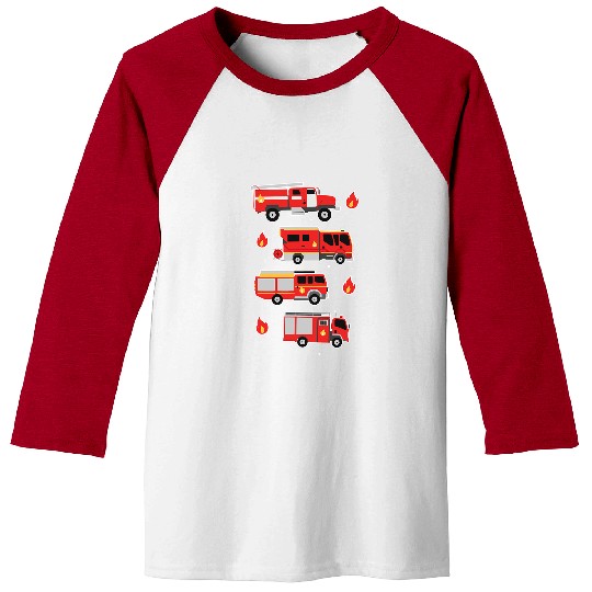 Firefighter Job vehicles for boys Baseball Tees