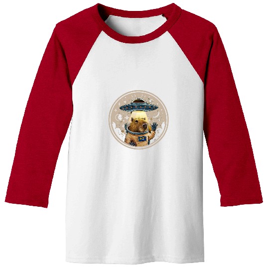 capybaras Pet Funny retro Graphic capybaras Selfie with UFOs Weird Baseball Tees