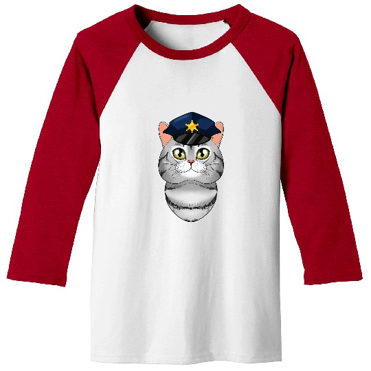 Cat Lover I Police Officer I Police American Shorthair Cat Baseball Tees