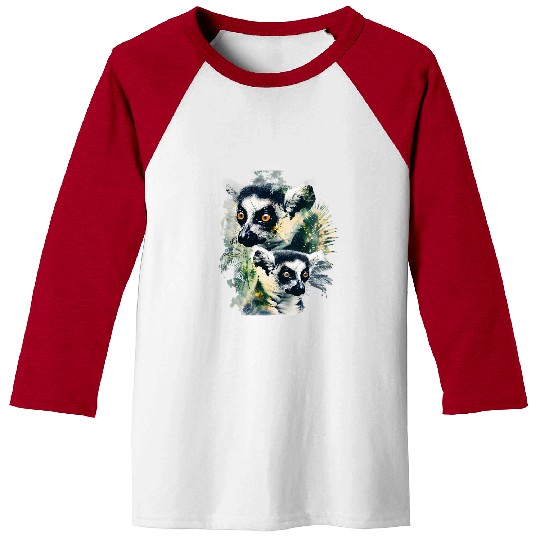 Lemur Pet Animal Print Wildlife Nature Motif Madagascar Monkey Baseball Tees
