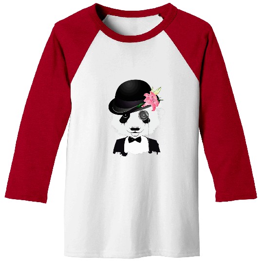 Panda Pet Chic panda bear with melon monocle and lily Baseball Tees