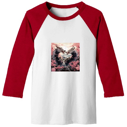 Dragon Pet Kings Longwang Cherry Blossoms Indie Style Kaiju Baseball Tees