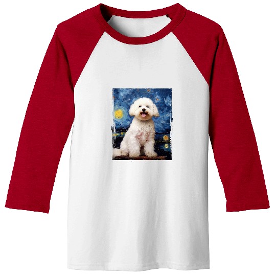 Cute Bichon Frise Dog Van Gogh Art Bichon Frise Lover Baseball Tees