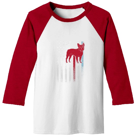 Dog French Bulldog 4th of July American Flag USA America Baseball Tees