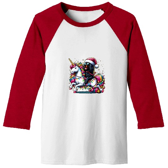Christmas Lights Gordon Setter Dog Riding Unicorn Baseball Tees