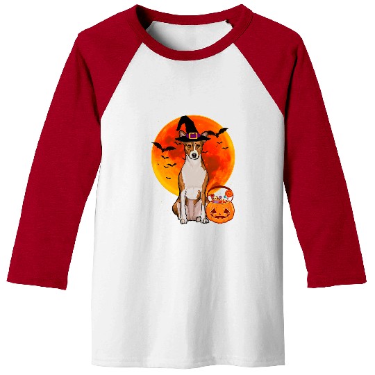 Dog Halloween Basenji Jack O Lantern Pumpkin Baseball Tees