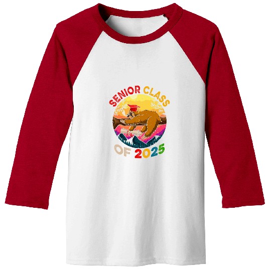 Sloth Pet Senior Class Of 2025 Sloth Sleeping Flowers Graduate Baseball Tees