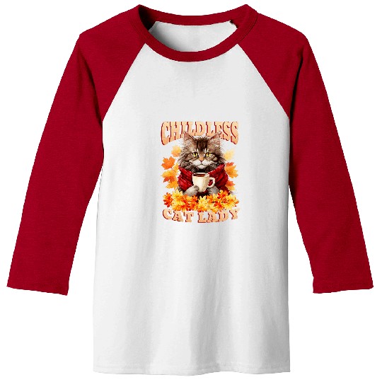 Coffee Fun Childless Cat Lady Fall Vibes Cat Coffee Lover Kamala 0037 Baseball Tees