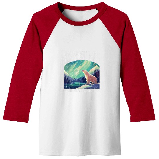 Bear Pet Northern Lights Aurora Borealis Polar Bear Baseball Tees
