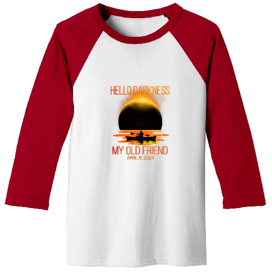 Hello Darkness My Old Friend Solar Eclipse Canoe Silhouette Baseball Tees