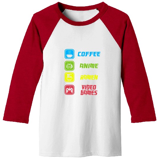 Coffee Fun Anime coffee anime ramen noodles video games japanese art Baseball Tees