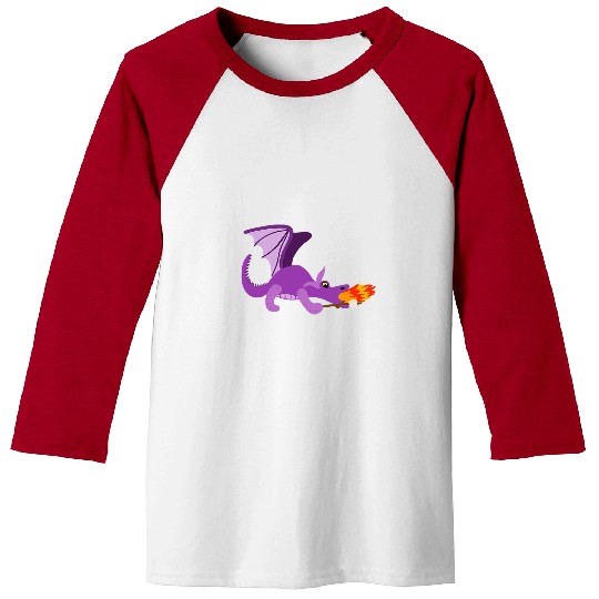 Dragon Pet Cartoon FireBreathing Dragon Toating a Marshmallow Baseball Tees