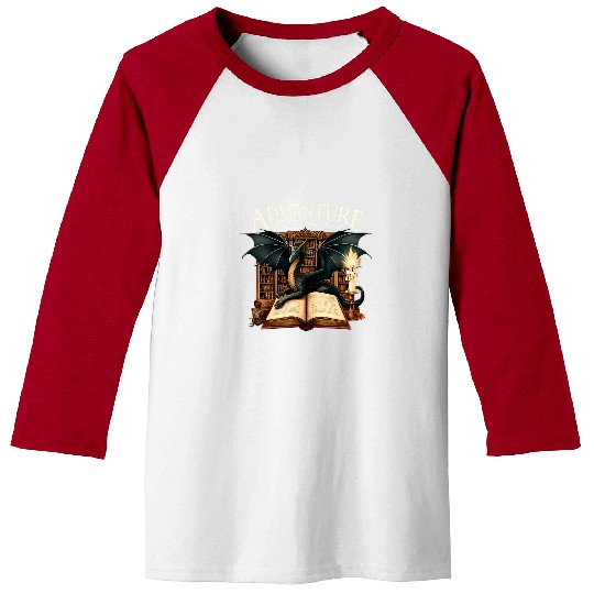 Dragon Pet Reading Adventure Begins At Your Library Book Lover Baseball Tees