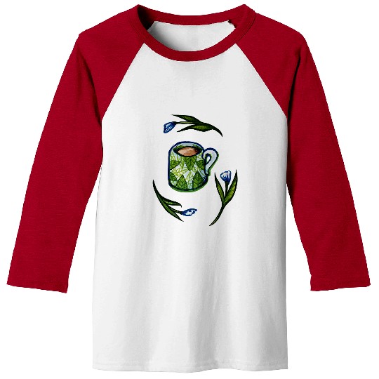 Coffee Fun Flower Garden Blue Coffee Baseball Tees