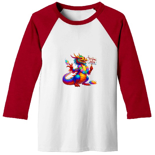 Dragon Pet Retiring Colorful Dragon for Fun Female Celebration Baseball Tees