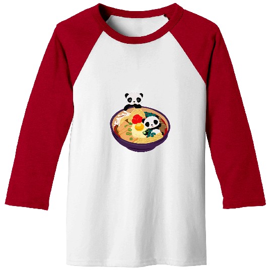 Panda Pet in Ramen Noodles Chinese Food Giant Pandas Cute Kawaii Baseball Tees