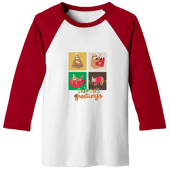 Sloth Pet Cute Hanging Sloth Christmas Seasons Greeting Animal Lovers Baseball Tees