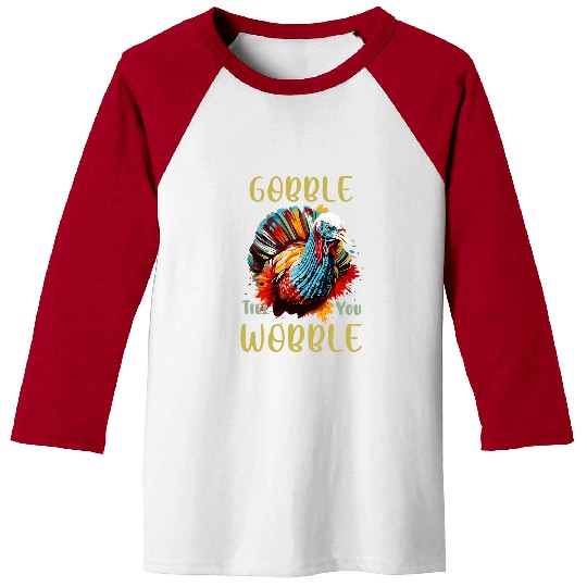 Christmas Chest Nuts Funny xmass Gobble Till You Wobble Baseball Tees