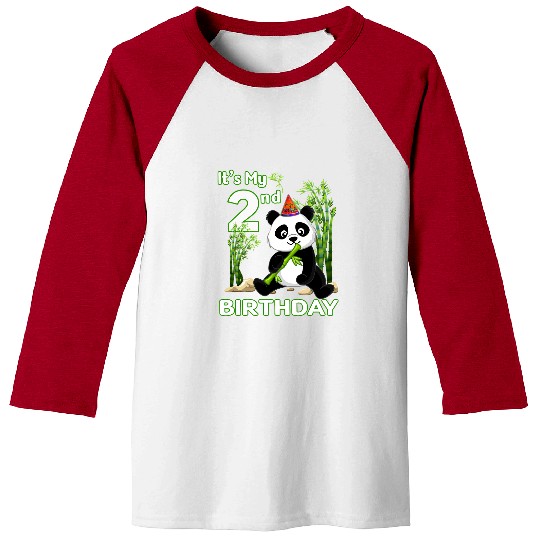Panda Pet 2nd Birthday Gifts 2 Years Old Party Animal Panda Lover Baseball Tees