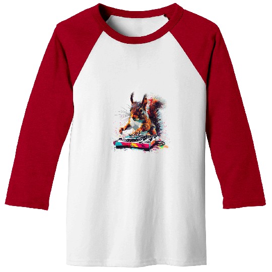 Squirrel Pet DJ Dance Club Music Producer Turntable DJ Squirrel Baseball Tees