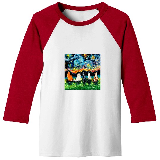 Cat Starry Night Cat Van Gogh Lover In A Starry Sky Night Baseball Tees