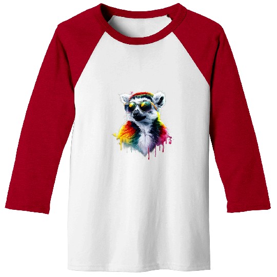 Lemur Pet Men Woman Colorful Watercolor Lemur Baseball Tees