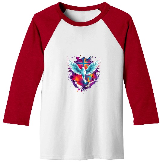 Holy Spirit Dove Praise Jesus Pentecost Colorful Holy Spirit Baseball Tees