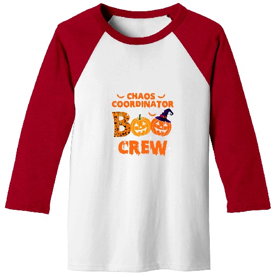 Chaos Coordinator Boo Crew Pumpkin Funny Halloween Spider Baseball Tees