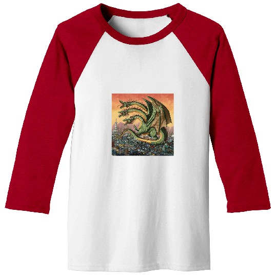 Dragon Pet King Ghidorah Art Sunset Japanese Kids Men Baseball Tees