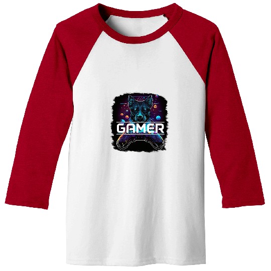 Gamer Streamer Abstract Dog Neon Controller Space Baseball Tees