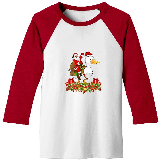 Duck Pet Bird Lover Santa Riding Christmas 069 Baseball Tees