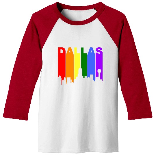 Dallas Texas Gay Pride Rainbow Skyline Baseball Tees