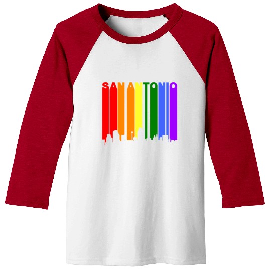 San Antonio Texas Gay Pride Rainbow Skyline Baseball Tees