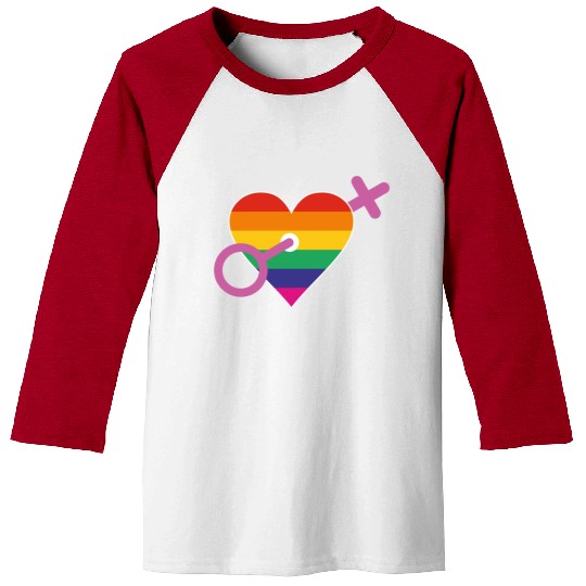 Rainbow heart female Baseball Tees