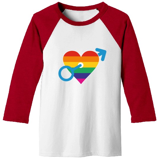 Rainbow heart male Baseball Tees