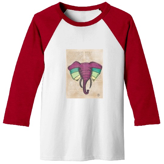 Elephant Water Color Face Baseball Tees